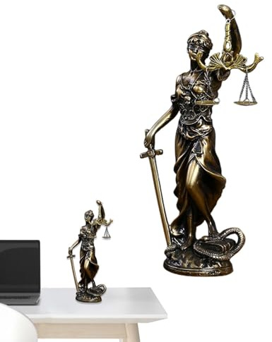 Justizstatue, Anwaltsdekoration, Rechtsanwältin, Justiz-Dekoration, Skalen der Gerechtigkeit, Rechtsdekoration, Gerechtigkeit, Göttin, Statue, griechische Mythologie, Ornamente für Studio-Schreibtisch