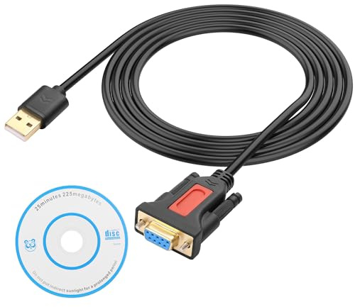 XMSJSIY Cable convertidor USB a RS232 DB9 Serial Adapter Cable con soporte dorado Winows11/10/8.1/8/7 Vista/XP y Mac OS -1.5M/4.29FT (USB macho a DB9 hembra)