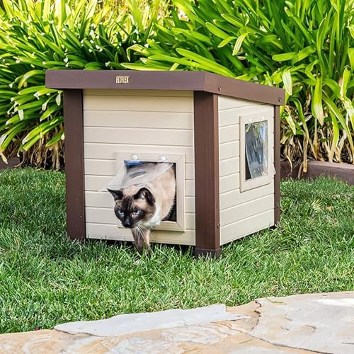 Katzenhaus Noa - Indoor/Outdoor - Hergestellt aus ECOFLEX - Katzenhaus mit Katzenklappe