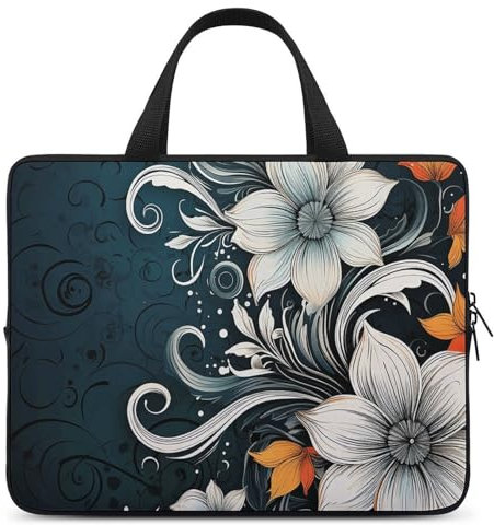 Laptop Sleeve with Handle Novelty Boho Abstract Flowers Laptop Sleeve Bag Ultra-Thin Computer Bag Cover for 12-17 Inch