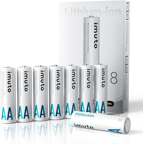 imuto 8 batterie AA ricaricabili al litio 1,5 V 25000 mWh (2500-IMU8AA)
