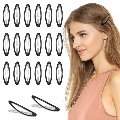 Ouligay 20 Stück Schwarz Haarspangen Mädchen 7cm Snap Haarspangen Damen Dünnes Haar Rutschfest Haarspange Metall Snap Clips Einfache Vintage Haarklammern Schwarz für Kinder Mädchen Damen