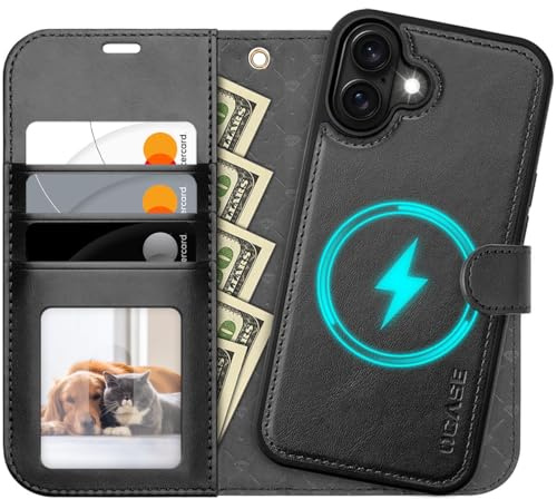 OCASE mobilskal för iPhone 17 Skal Avtagbart 2-i-1 Magnetiskt premium PU-läder Fällbart skal Trådlös laddning Kortfack RFID Ställningsfunktion Skyddande skal för iPhone 17 – Grafit