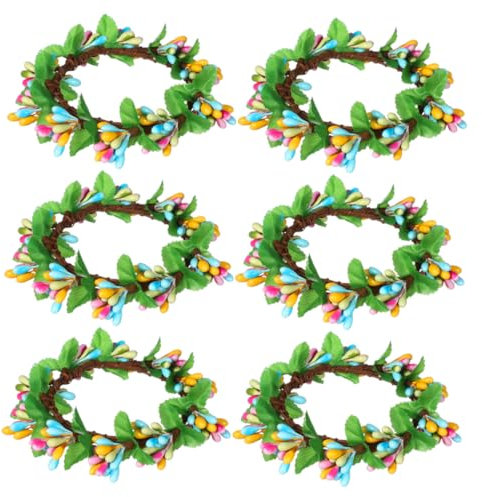 Vaguelly 6piezas Anillo De Vela De Pascua Bayas y Vegetación De Aro para Velas De Primavera Decoración De De Pascua para Centros De Mesa