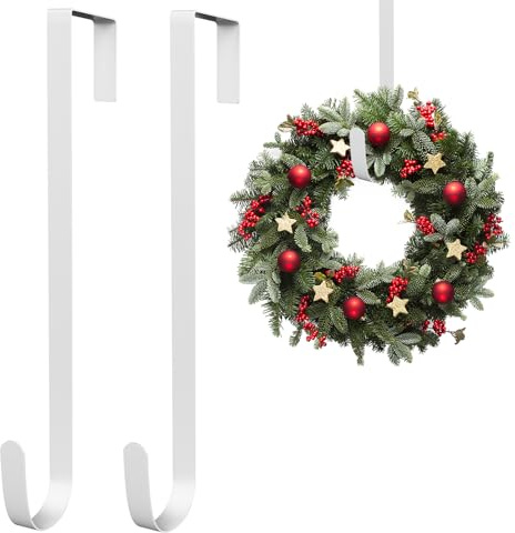2pcs Door Hooks Christmas Metal Wreath Hanger Hook for Home Office Hanging Clothes (12 in/30cm)