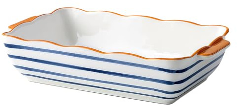 Jaamyears Plato rectangular para horno de 800 ml, para lasaña, a prueba de horno, bandeja de cerámica para hornear, platos de cerámica para cazuela