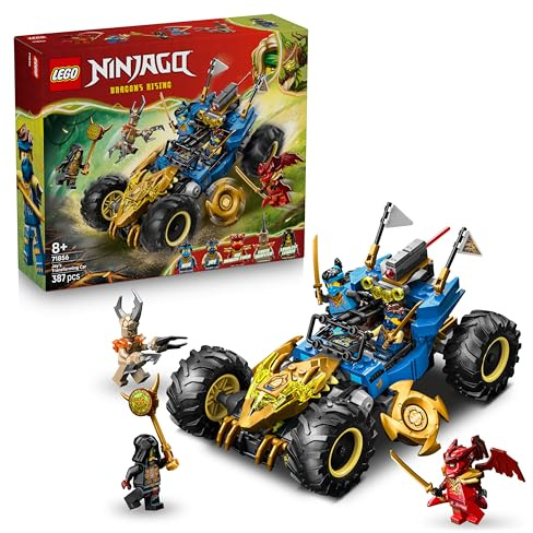 LEGO NINJAGO 2in1 Jay's Transforming Car Toy - Ninja Truck w/ 5 Minifigures incl. Kai & Nya plus Shurikens & Swords - Birthday Gift for 8+ Year Old Boys & Fans - 71856