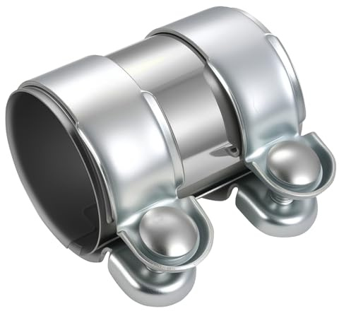 Auspuffschelle 60mm, Auspuffschelle Edelstahl Rohrverbinder Auspuff Verbinder, Universal Edelstahl Doppelschelle Auspuffschellen Rohrverbindungen in Automobilindustrie (Ø 60mm / L: 95mm)