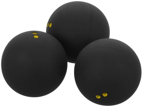 SHINEOFI Pelotas de Squash, Paquete de 3 Pelotas de Goma de Alta Elasticidad Y Rebote de 38-40 Mm con Doble Punto Amarillo. Accesorios de Squash para Interior Y Exterior, Entrenamiento, Práctica Y