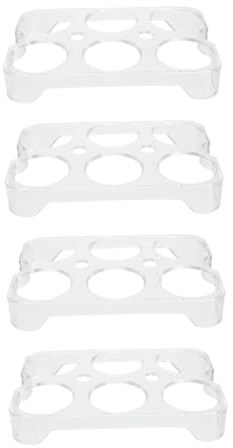 FOMIYES Porta Uova per Frigorifero in Plastica 4 Pezzi Design Fisso Impilabile Organizer Elegante per Conservazione Sicura e Antirottura Uova in Cucina