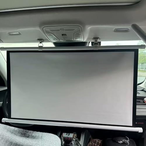 OPOLDBDMAC Écran De Projection Mini Manuel Rétractable pour Voiture SUV, Écran Portable pour Projecteur, Petit Écran pour Camping-Car, 40 Pouces À Dérouler Et Enrouler(White)