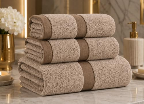 Set BOSALONI HOME Asciugamani Bagno 3 Pz, Composto da 1x Asciugamano Viso 70x140 cm + 2x Asciugamani Bidet 35x75 cm, Cotone 100% Morbido e Ultra Assorbente,Doccia, Viso (Grigio Chiaro)