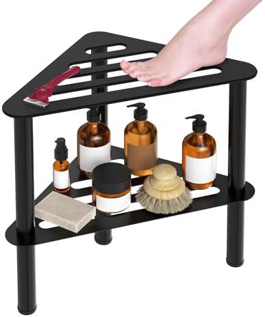 Sgabello da doccia angolare in metallo per bagno, impermeabile e antiruggine, doppio strato interno, panca da doccia per gambe da barba, sgabello da bagno, gradino spa, sgabelli piccoli gradini (luce