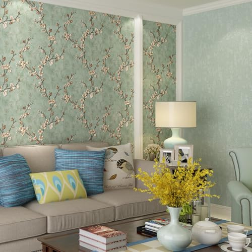 Papier Autocollant pour Meuble Modèle Rétro Vert Clair 53x300 cm/ 2 roll Papier Peint Adhesif Mural Peler et Coller Waterproof Stickers Meuble pour Cuisine Chambre Cheminée Armoire