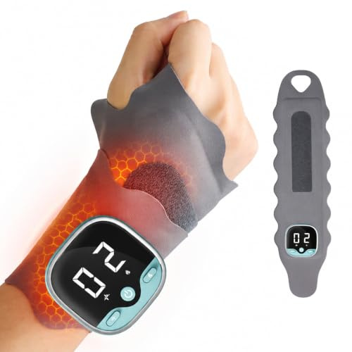 Carpal Tunnel Wrist Massager, Cordless Wrist Supports Brace with Heat & Massage, Rechargeable & Detachable Ergonomic Surround Support Relief for Carpal Tunnel, Arthritis & Tendonitis Left/Right Hand
