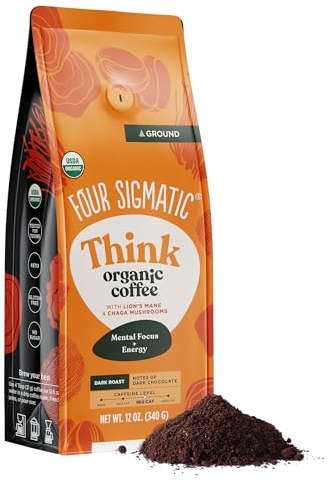 Four Sigmatic Bio-Pilzkaffee | Dunkel geröstet, Fair-Trade-Gourmetkaffee mit Igelstachelbart, Chaga und Pilzpulver | 340-ml-Beute