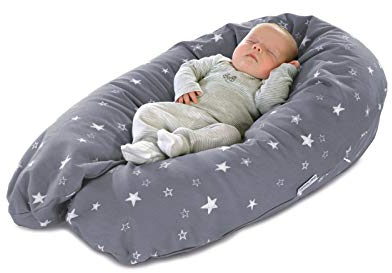 Theraline Das Original Schwangerschaftskissen & Stillkissen 190cm – Seitenschläferkissen Stillkissen Dinkel– inkl Stillkissenbezug Sternenhimmel