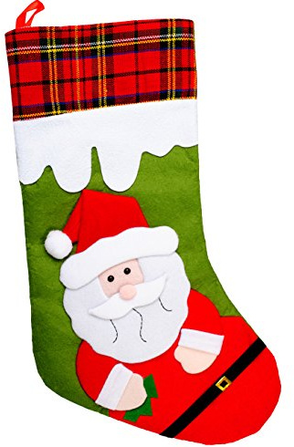 alles-meine.de GmbH 1 Stück XL - Weihnachtssocke & Filzstrumpf - 3-D Effekt - Weihnachtsmann/Nikolaus/Santa Clause - 51 cm - Nikolausstiefel - Nikolausstrumpf/Weihnac..