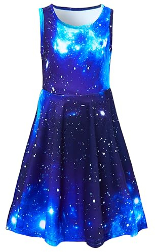 AIDEAONE Mädchenkleid Schmetterling A-Linie Ärmelloses Sommerkleid Buntes Kleid 4-12 Jahre