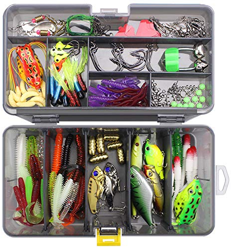 LEAMALLS 168 Piezas Señuelos Pesca Artificial Cebos para Anzuelos Pesca, Cucharillas Pesca Accesorios Aparejos De Pesca para la Pesca Ganchos