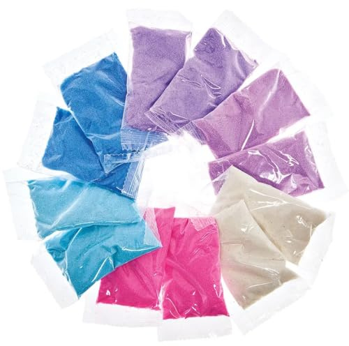 Baker Ross AW926 Sand in Winterfarben (12 Stück) -Basteln für Kinder zu Weihnachten, Sortiert, Mittel