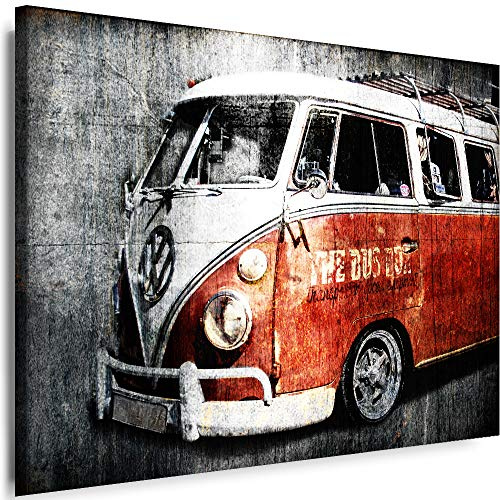 Myartstyle - Bilder Auto VW-T3 100 x 70 cm Leinwandbilder XXL - 1 Teilige Wandbilder Oldtimer Kunstdrucke w-a-2024-3