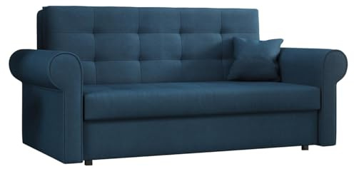 Mirjan24 Schlafsofa Viva Silver III mit Bettkasten, Bettsofa mit abgerundete Armlehnen, 3 Sitzer Polstersofa mit Schlaffunktion, Sofagarnitur inkl. Kissen, Sofa, Wohnlandschaft (Mono 241)
