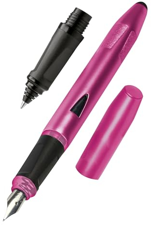 ONLINE Schreiblern-Füller und Rollerball Switch Starter Set Pink, Anfänger-Feder für Rechtshänder, ergonomischer Tintenpatronen-Roller für Schüler, Stylus-Tip, inkl. Standard-Tintenpatronen
