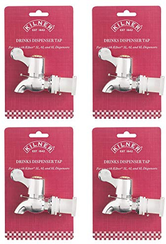 Kilner Drinks Dispenser Tap for 5, 6, and 8 Liter Silver (Pack of 4)