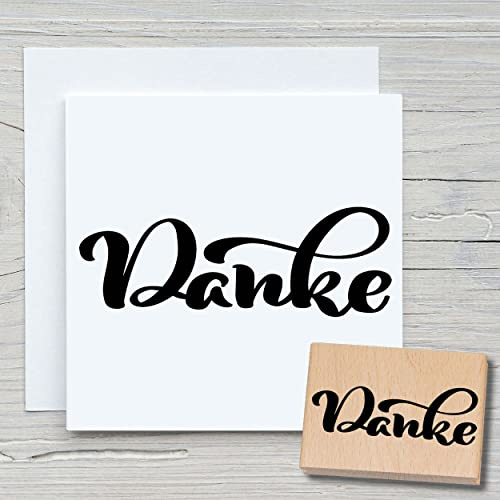 NEWSTAMPS Stempel Danke Motivstempel aus Holz & Gummi zum Karten basteln, Holzstempel, Sprüche, Spruchstempel, Textstempel, Schrift, Scrapbook, Textilstempel, Deko