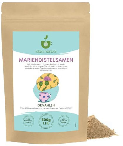 IDDA Herbal Mariatistelfrön Pulver 500g, Malda Mariatistelfrön, Mariatistelpulver