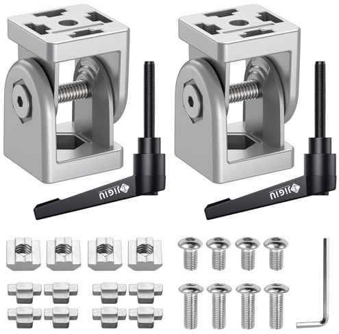 Connecteur Profilé Aluminium 2pcs Charnière Profilé d'Aluminium 4040 Connecteur Coudé Réglable Angle de Rotation à 180° avec Poignée de Charnière D'Angle pour Profil en Aluminium 4040