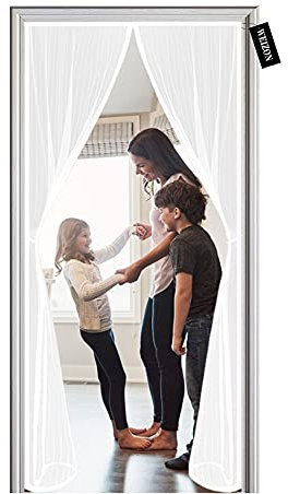 Moustiquaire Porte Fenetre Magnetique 120 x 250 cm,Rideaux Anti Mouches pour Porte,Rideaux Toile Insect Ecran,Moustiquaire Baie Vitree Coulissante,Magnétique Moustique Sans Perçage - Blanc