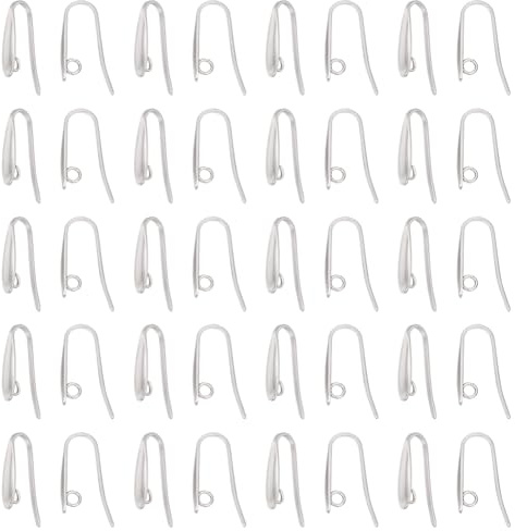UNICRAFTALE 50 pz 304 Ganci per Orecchini in Acciaio Inossidabile Filo per L'Orecchio in Acciaio Inossidabile con Anello Filo per L'Orecchio Ipoallergenico per Creazione di Gioielli Pin 0.7x1mm