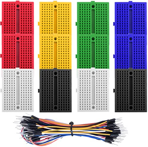 Xiatiaosann Breadboard Steckbrett Mini Lötfreies Prototyp-Leiterplatten-Kit 170 Tie Points, 12 Stück Steckbrett für Arduino und Jumper Wire Kabeln