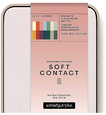 schlafgut Soft Contact Spannbettlaken bis 200x200cm, Sand Light aus 100% Biobaumwolle wärmend
