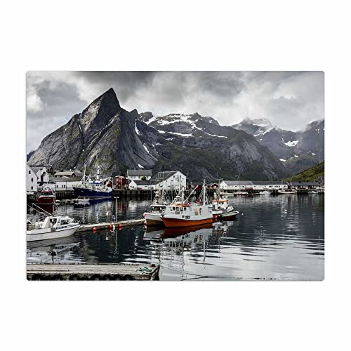 Vero Home 18649 Glas-Schneidebrett | Motiv Natur Norwegen | rutschfest, kratzfest und lebensmittelecht | Maße: 39 x 29 cm