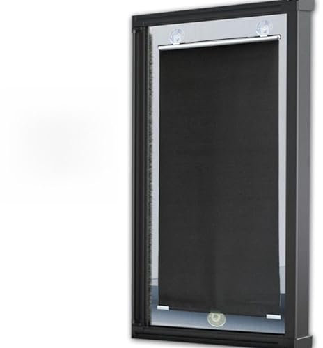 KOOEIN 85% Verdunkelungsvorhänge Saugnapf-Sonnenschutz Rollo, Temporäre Jalousien Verdunkelung, 30/40/58cm, fensterrollo Rollo Ohne Bohren, Leichter Gardinen für Thermo,Black-65x125cm/26x49in