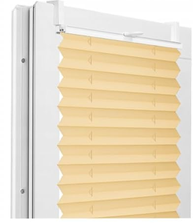 Fenster DEKOR - Plissee Klemmfix ohne Bohren Breite 40 cm x Höhe 100 cm - Fenster Plissees innen Beige - Faltrollo Blickdicht - Faltrollos einfach zu montieren - Blissett Rollo