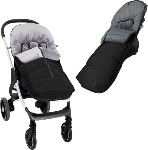 Various - Saco Silla Paseo Universal, Saco de Carro Bebé Invierno Impermeable y Transpirable Cabezal Ajustable Unisex (Negro)