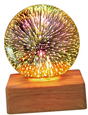 DOITOOL 1 Pc Luz De Noche Lámpara De Acento Bola Luminosa Con Soporte Lámpara De Noche Globo Bola De Discoteca Usb Bola De Cristal Iluminada Encendiendo Navidad 3d Vidrio