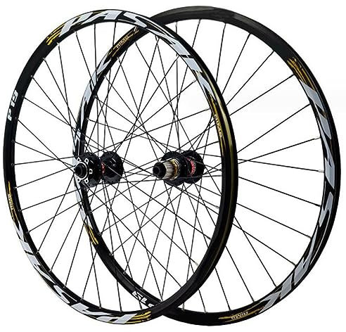 ZECHAO 26/27,5/29 Zoll Fahrrad Laufradsatz,Doppelwandiger Radsatz Aus Aluminiumlegierung 32 Speichen Steckachse 7–12 Gänge for 1,5–2,6 Zoll Reifen 2213g Wheelset (Color : Gold, Size : 27.5inch)