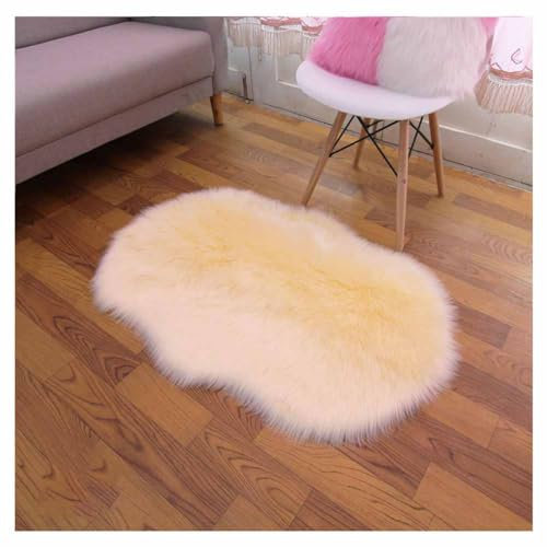 SHTGOI Alfombra de piel sintética de imitación de piel de cordero, alfombra de cama con antideslizante, terciopelo de piel de ciervo, alfombra de lana mullida para sofá, salón, dormitorio, 40 x 60 cm,
