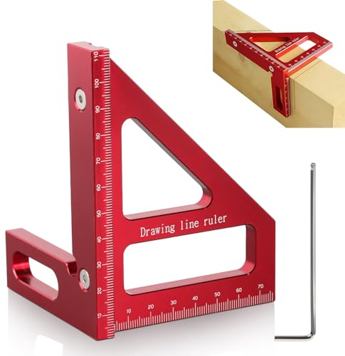 Prmape Zimmermannswinkel, 3D-Mehrwinkel-Messlineal, Aluminiumlegierung Anschlagwinkel, Quadratischer Winkelmesser für die Holzbearbeitung zum Präzisen Anreißen & Zeichnen