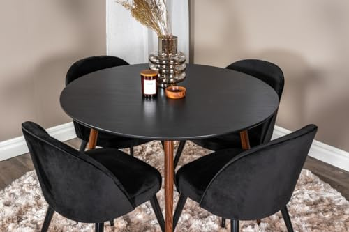 BOURGH Plaza Esstisch rund schwarz Durchmesser 100 cm, Küchentisch Speisetisch Esszimmertisch für Restaurant Esszimmer Küche, edles Design, Füsse verstellbar, für 4 Personen