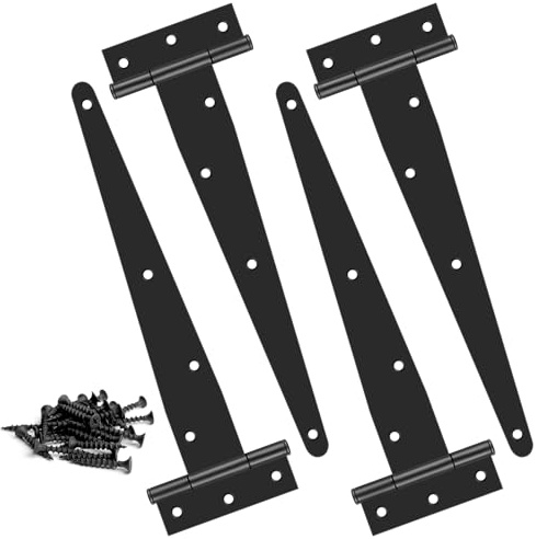 KOLAKO Lot de 4 charnières de porte en T de 250 mm pour bois - Très résistantes - Pour jardin, abri de jardin, abri de jardin, fenêtre, porte de grange