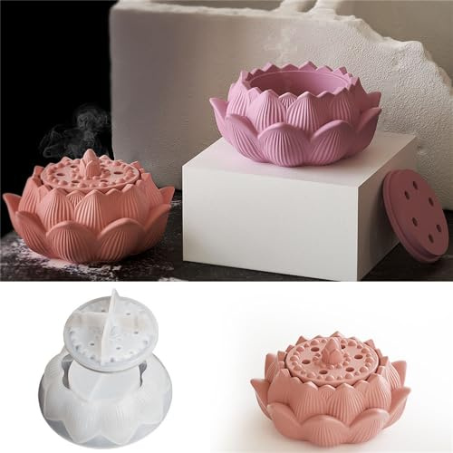 JS MOLD Lotus Candle Holder Silicone Mould, Candle Holder Mould Epoxy Resin Moulds Set, DIY Silicone Moulds, Casting Moulds, for Jewellery Cosmetics, Storage Box, Candle, Flower Pot