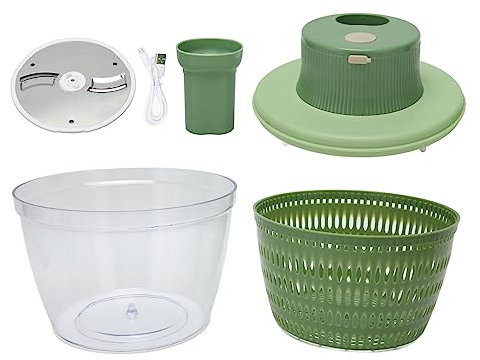 Salad Spinner and Chopper,2-in-1 USB Rechargeable Electric Vegetable Cutting Machine and Salad Spinner High Speed 1200rpm Vegetable Chopper and Dryer, for Onions, Garlic, Parsley