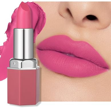 Erinde Matt Lippenstift Wasserfest, Rosa Lipstick Long Lasting, 24 Stunden Halt, Permanent Feuchtigkeitsspendend, Hochpigmentierter Rimmel Lippen Stift