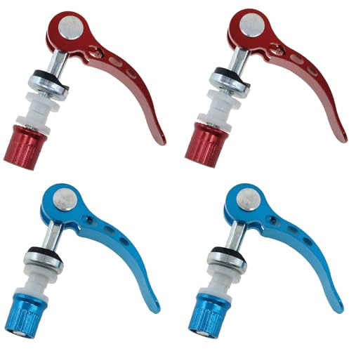 Safycaby 4PCS Bike Quick Release Clamps Aluminium Alloy Bike Seat Clamp Quick Release Folding Mountain Bike Parts M6x55 (Blue Red)